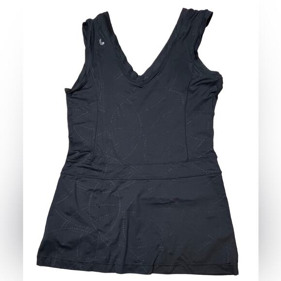 Lole Momentum UPF 50+ Black Split Flap Tank Sports Dress LARGE Activewear Casual - Picture 7 of 11